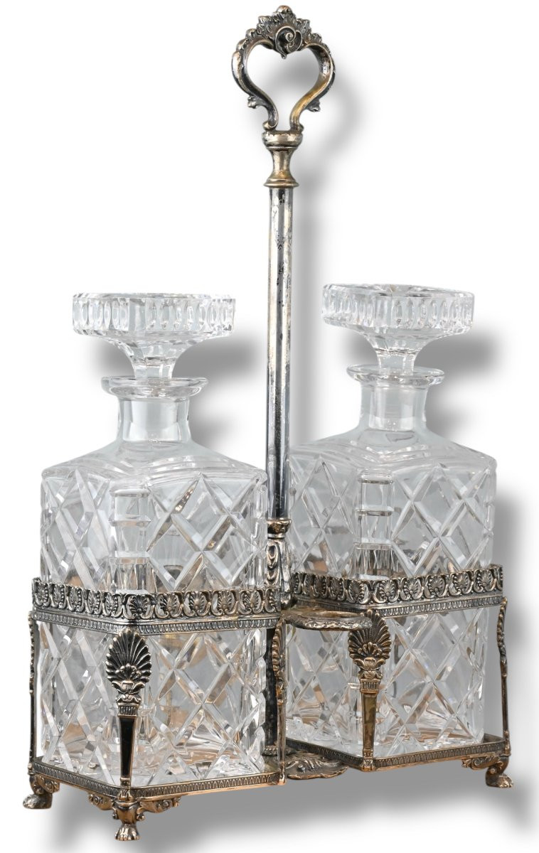 Set Per Liquori in Cristallo con Base in Argento - Italia XX Secolo-photo-3